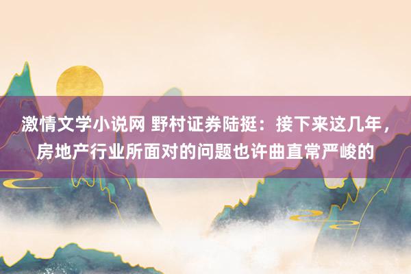 激情文学小说网 野村证券陆挺：接下来这几年，房地产行业所面对的问题也许曲直常严峻的