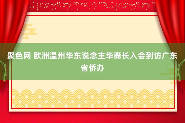 聚色网 欧洲温州华东说念主华裔长入会到访广东省侨办
