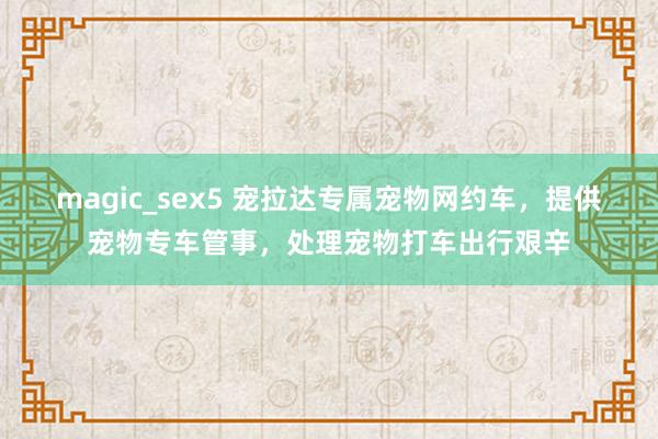 magic_sex5 宠拉达专属宠物网约车，提供宠物专车管事，处理宠物打车出行艰辛